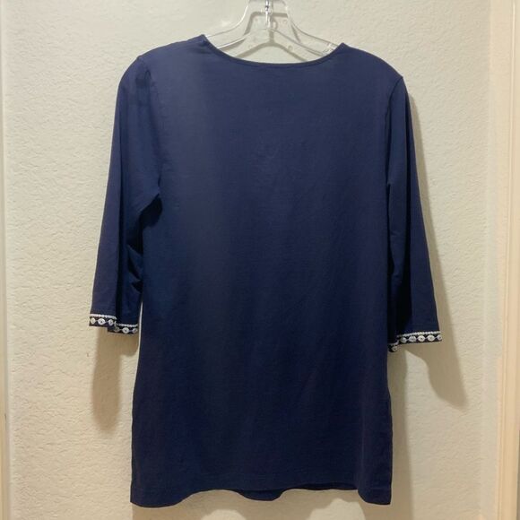 PECK & PECK TOP BLUE Small embroidered Southern Classic - Picture 4 of 7